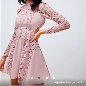 ASOS Design High Neck Lace Mini Dress w/cutouts S: 0